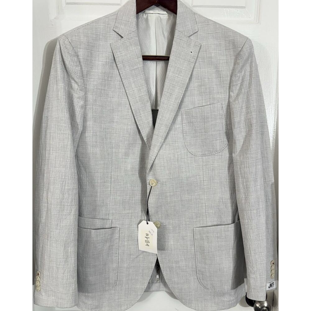 NWT JKT New York Bond Cotton Gray/White Sport Coat 42L Retail $445